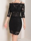画像13: 【Andy ANDY Fashion Press 15 COLLECTION 04】オフショルダー/ 七分袖/ 長袖/ 袖あり/ フラワーレース/ セットアップ/ タイト/ ミニドレス/ キャバドレス[OF05] (13)