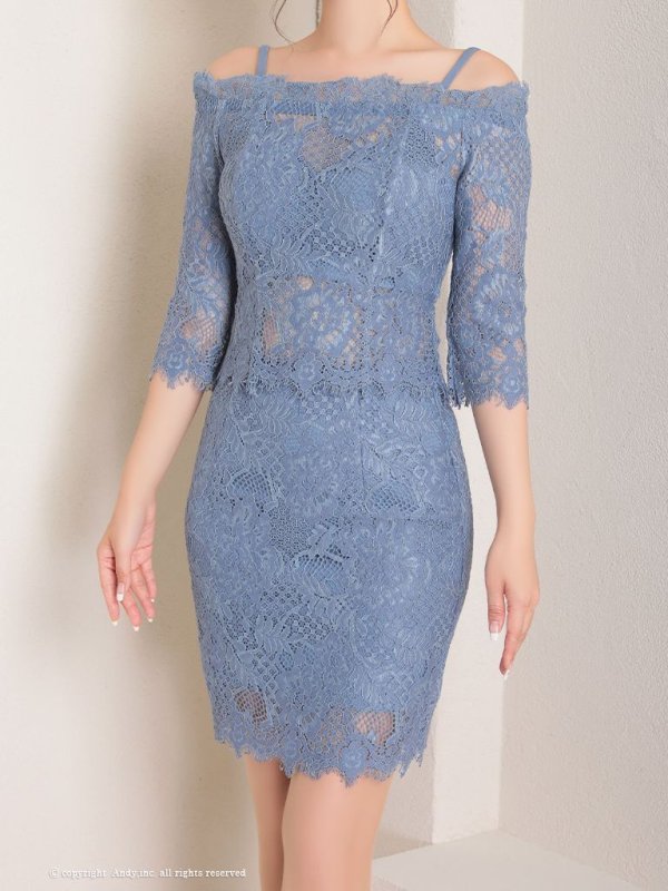 画像20: 【Andy ANDY Fashion Press 15 COLLECTION 04】オフショルダー/ 七分袖/ 長袖/ 袖あり/ フラワーレース/ セットアップ/ タイト/ ミニドレス/ キャバドレス[OF05] (20)