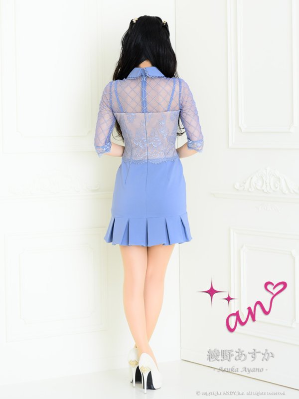 画像37: 【an/アン】襟付き/ レース/ 七分袖/ 長袖/ 袖あり/ マーメイド/ シアー/ タイト/ ミニドレス/ キャバドレス[OF05] (37)