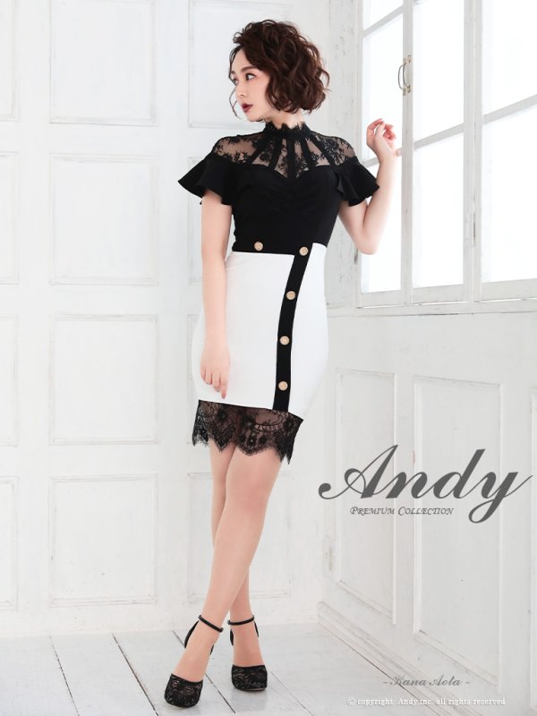 画像11: 【ANDY/アンディ】レース/ ハイネック/ フレアスリーブ/ タイト/ ミニドレス/ キャバドレス[OF05] (11)