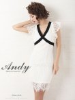 画像1: 【ANDY/アンディ】総レース/ リボンベルトデザイン/ フラワー刺繍/ Vネック/ タイト/ ワンピース/ キャバドレス[FB03] (1)