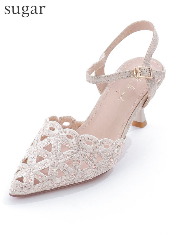 画像8: 【COMEX】 2color/ 6.5cmヒール/ ラインストーン/ レース/ ピンヒール/ ストラップサンダル[OF02] (8)