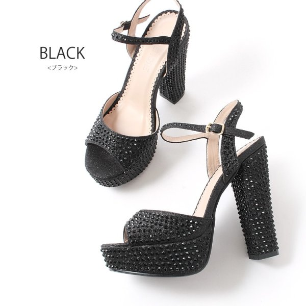 画像6: SALE【COMEX】 2color/ 13cmヒール/ ラメ/ ラインストーン/ オープントゥ/ アンクルストラップ/ ハイヒール/ ストラップサンダル[OF02] (6)
