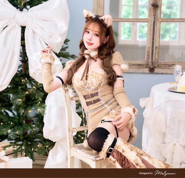 画像2: 【即日発送】【サンタ】キャラメルニットバンビサンタ【Malymoon/マリームーン】【コスプレ13点セット】【Fサイズ/1カラー】[OF03] (2)