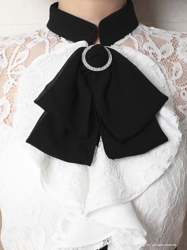 画像6: 【Andy ANDY Fashion Press 12 COLLECTION 07】フラワーレース / ブローチ付き / 半袖 /ハイネック /タイト / ミニドレス / キャバドレス[OF05] (6)