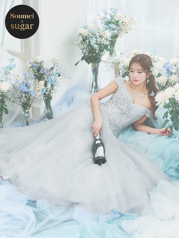 画像4: 【ノエル/関西コレクション着用】【Lip line/リップライン】オフショル/ ビジュー/ チュール/ Aライン/ ロング/ キャバドレス long[HC03] (4)