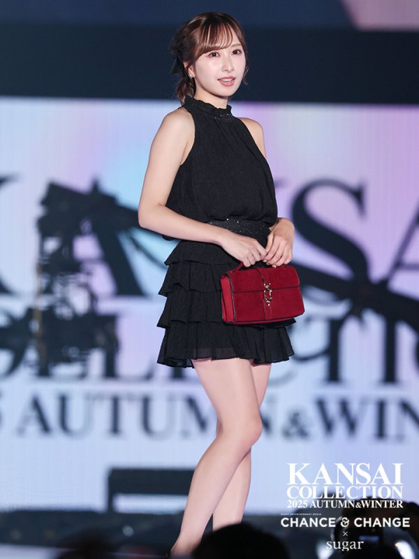 画像2: 【えりな/関西コレクション着用】XSサイズあり【ROBE de FLEURS/ローブドフルール】ドットオーガンジー/ ウエストリボン/ ティアード/ フレア/ ミニドレス/ キャバドレス[OF08] (2)