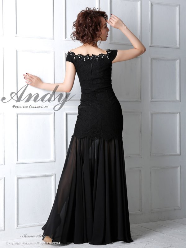 画像11: 【ANDY/アンディ】パールビジュー/シフォン切り替え/フラワーレース/ロング/キャバドレス long[OF05] (11)