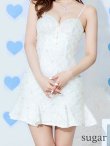 画像8: XSサイズあり【ROBE de FLEURS/ローブドフルール】 スパンコール/ ダイヤチュール/ キャミソール/ フロントジップ/ フレア/ ミニドレス/ キャバドレス[OF2] (8)