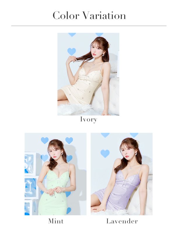 画像32: XSサイズあり【ROBE de FLEURS/ローブドフルール】 ツイード/ リボン/ ビジュー/ キャミソール/ タイト/ ミニドレス/ キャバドレス[OF08] (32)