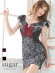 画像1: 即日発送!! XSサイズあり【ROBE de FLEURS/ローブドフルール】フラワーレース / チェック/ リボン/ タイト/.キャバドレス[OF2] (1)