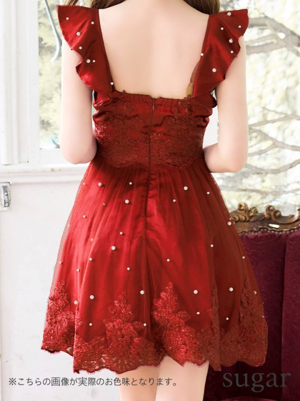 画像10: 【ROBE de FLEURS/ローブドフルール】立体フラワー/ パールチュール/ フレア/ ミニドレス/ キャバドレス[OF08] (10)