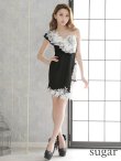 画像2: XSサイズあり!!【ROBE de FLEURS/ローブドフルール】3Dフラワー/ アシンメトリー/ シアー/ タイト/ ミニドレス/ キャバドレス[OF2] (2)