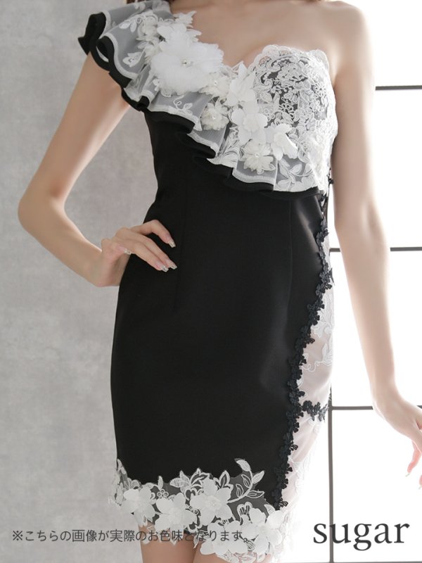 画像3: XSサイズあり!!【ROBE de FLEURS/ローブドフルール】3Dフラワー/ アシンメトリー/ シアー/ タイト/ ミニドレス/ キャバドレス[OF08] (3)