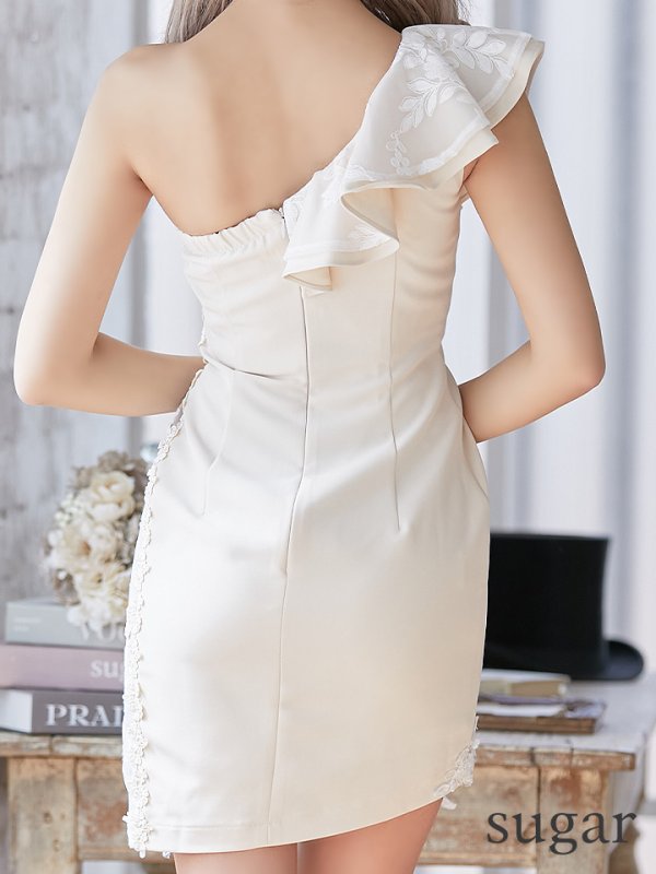 画像9: XSサイズあり【ROBE de FLEURS/ローブドフルール】3Dフラワー/ アシンメトリー/ シアー/ タイト/ ミニドレス/ キャバドレス[OF08] (9)