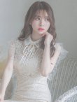 画像3: XSサイズあり【ROBE de FLEURS/ローブドフルール】ビジュー襟/ フラワーレース/ タイト/ ミニドレス/ キャバドレス[OF2] (3)