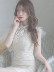 画像6: XSサイズあり【ROBE de FLEURS/ローブドフルール】ビジュー襟/ フラワーレース/ タイト/ ミニドレス/ キャバドレス[OF2] (6)