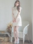 画像7: XSサイズあり【ROBE de FLEURS/ローブドフルール】ビジュー襟/ フラワーレース/ タイト/ ミニドレス/ キャバドレス[OF2] (7)