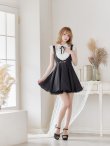 画像3: 【ROBE de FLEURS/ローブドフルール】パール/ ベルト付き/ラウンドカラー/ フレア/ ミニドレス/ キャバドレス ブラック[OF2] (3)
