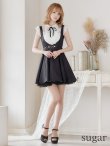 画像6: 【ROBE de FLEURS/ローブドフルール】パール/ ベルト付き/ラウンドカラー/ フレア/ ミニドレス/ キャバドレス ブラック[OF2] (6)