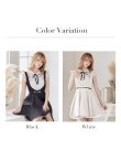 画像18: 【ROBE de FLEURS/ローブドフルール】パール/ ベルト付き/ラウンドカラー/ フレア/ ミニドレス/ キャバドレス ブラック[OF2] (18)