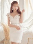 画像8: Lサイズあり【ROBE de FLEURS/ローブドフルール】立体フラワーモチーフ/ ペプラム/ タイト/ ミニドレス/ キャバドレス[OF2] (8)
