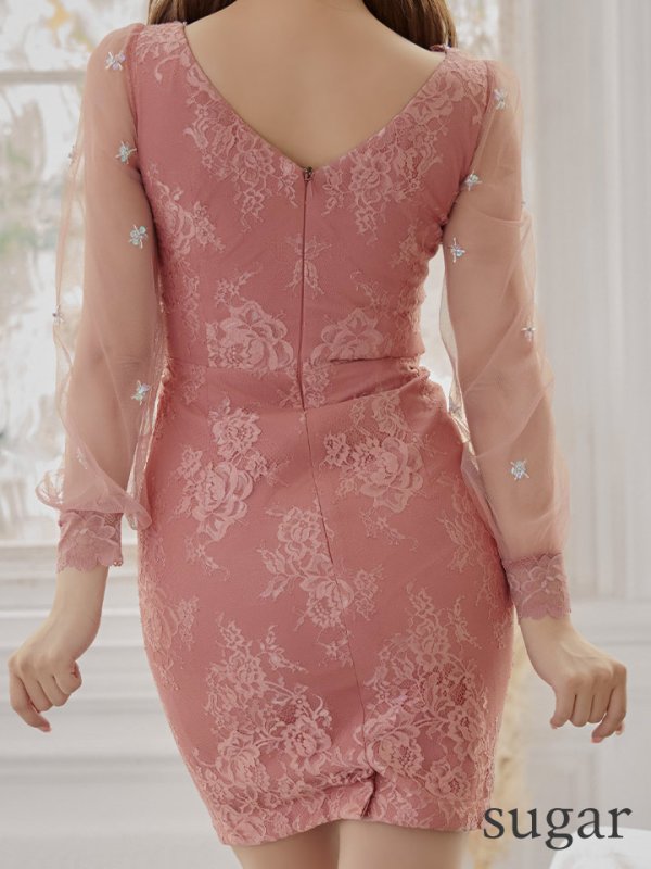 画像24: XSサイズあり【ROBE de FLEURS/ローブドフルール】長袖/ 袖あり/ チュールスリーブ/ スカラップカット/ ミニドレス/ キャバドレス[OF08] (24)