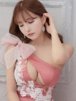 画像4: XSサイズあり【ROBE de FLEURS/ローブドフルール】ジップ / ZIP/ シフォンリボン/ ワンショル/ サイドシアー/ タイト/ レースクリスタルドレス/ ミニドレス/ キャバドレス[OF2] (4)
