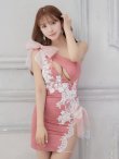 画像7: XSサイズあり【ROBE de FLEURS/ローブドフルール】ジップ / ZIP/ シフォンリボン/ ワンショル/ サイドシアー/ タイト/ レースクリスタルドレス/ ミニドレス/ キャバドレス[OF2] (7)