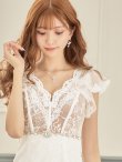 画像5: XS〜Lサイズあり【ROBE de FLEURS/ローブドフルール】ウエストビジュー/ シースルーレース/ フリルスリーブ/ 台形スカート/ ミニドレス/ キャバドレス[OF08] (5)