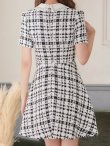 画像9: XSサイズあり【ROBE de FLEURS/ローブドフルール】ツイード/ 襟付きジップ/ フレア/ ミニドレス/ キャバドレス[OF2] (9)