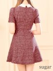 画像9: XSサイズあり【ROBE de FLEURS/ローブドフルール】ツイード/ 襟付きジップ/ フレア/ ミニドレス/ キャバドレス[OF2] (9)