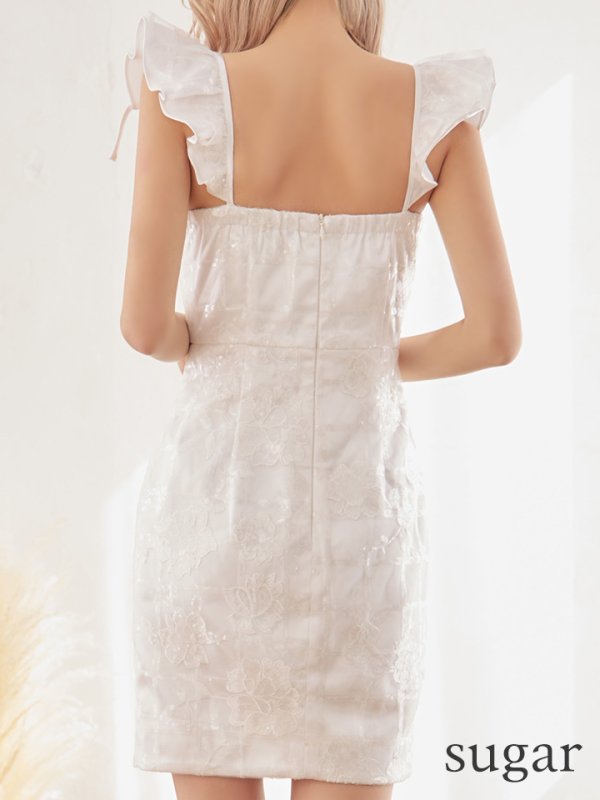 画像9: XSサイズあり【ROBE de FLEURS/ローブドフルール】リボン/ 格子柄/ フリル/ フラワーレース/ ビジュー/ タイト/ ミニドレス/ キャバドレス[OF08] (9)