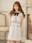 画像14: XS-Lサイズあり【ROBE de FLEURS/ローブドフルール】ツイード/ リボン/ 襟つき/ 台形スカート/ ミニドレス/ キャバドレス[OF2] (14)