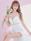 画像5: XSサイズあり【ROBE de FLEURS/ローブドフルール】スパンコール付きチュール/ アシンメトリー/ キャミソール/ フリル/ ミニドレス/ キャバドレス[OF2] (5)