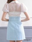 画像9: XSサイズあり【ROBE de FLEURS/ローブドフルール】パフスリーブ/ ラメツイード/ ビジュー/ 台形スカート/ ミニドレス/ キャバドレス[OF2] (9)