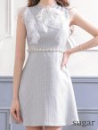 画像8: XS〜Lサイズあり【ROBE de FLEURS/ローブドフルール】レース/ ビジュー/ サマーツイード/ Aライン/ フレア/ ノースリーブ/ ミニドレス/ キャバドレス[OF2] (8)