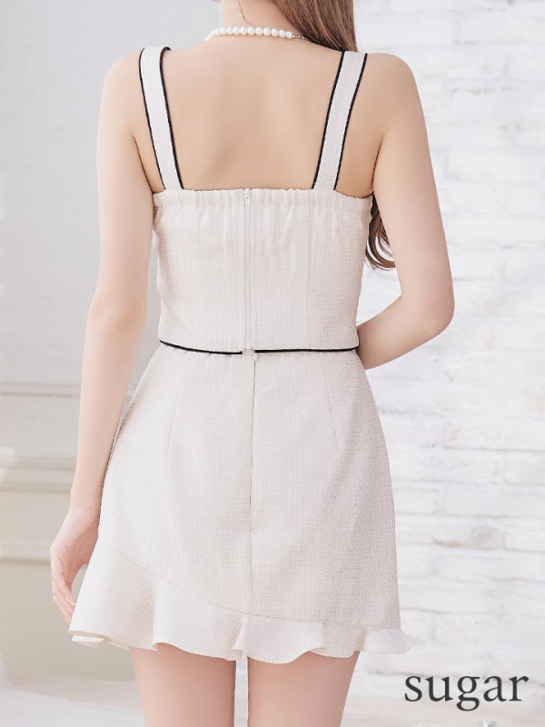 画像9: XS〜Lサイズあり【ROBE de FLEURS/ローブドフルール】 チュールリボン/ ツイード / ノースリーブ/ セットアップ/ ミニドレス/ キャバドレス[OF08] (9)