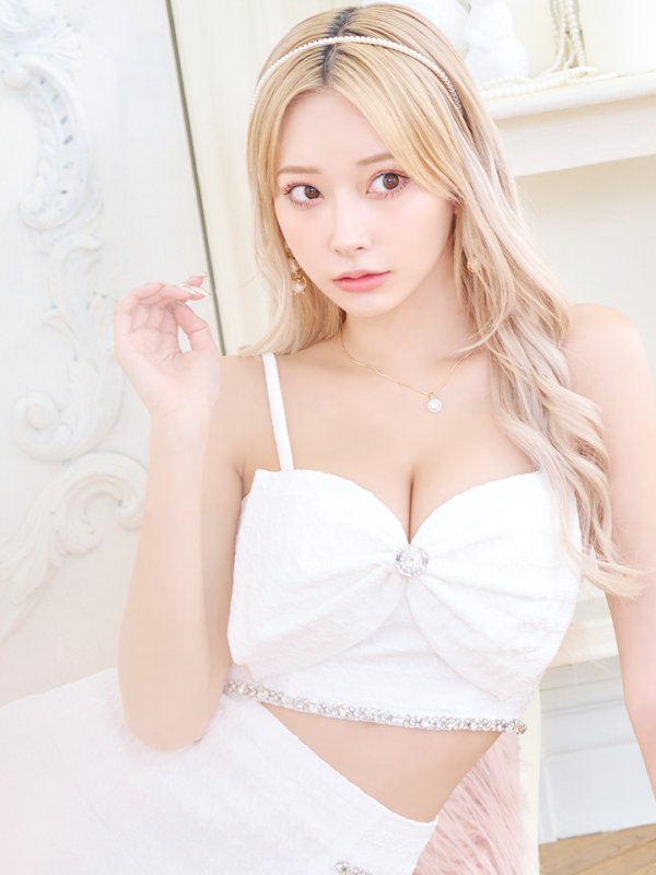 画像4: XSサイズあり【ROBE de FLEURS/ローブドフルール】フロントリボン/ セットアップ/ キャミソール/ ジャガード/ フレア/ ミニドレス/ キャバドレス[OF08] (4)