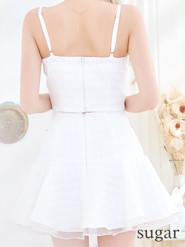 画像10: XSサイズあり【ROBE de FLEURS/ローブドフルール】フロントリボン/ セットアップ/ キャミソール/ ジャガード/ フレア/ ミニドレス/ キャバドレス[OF08] (10)