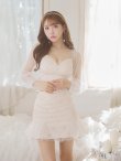 画像19: XSサイズあり【ROBE de FLEURS/ローブドフルール】スパンコール/ ドットチュール/ 袖あり/ 長袖/ セットアップ/ ビジュー/ フレア/ ミニドレス/ キャバドレス[OF2] (19)
