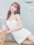 XSサイズあり【ROBE de FLEURS/ローブドフルール】クリスタルビジュー/ フロントジップ/ キャミソール/ ミニドレス/ キャバドレス[OF2]　ホワイト