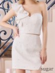 画像8: XSサイズあり【ROBE de FLEURS/ローブドフルール】フリルワンショルダー/ ビジュー/ ラメツイード/ タイト/ セットアップ/ ミニドレス/ キャバドレス[OF2] (8)