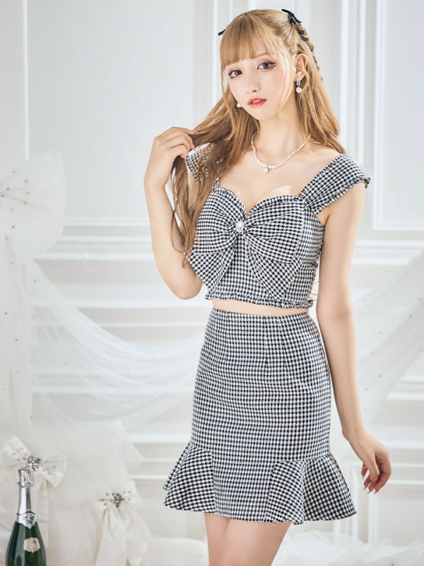 画像17: 【皇らいか/関西コレクション着用】XSサイズあり【ROBE de FLEURS/ローブドフルール】ツイード/ リボン/ ビジュー/ マーメイド/ フリル/ セットアップ/ ミニドレス/ キャバドレス[OF08] (17)