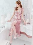 画像5: XSサイズあり【ROBE de FLEURS/ローブドフルール】マーメイド/ レース/ オーガンジー/ バストチャーム/ フリルショルダー/ セットアップ/ ひざ丈/ ミディアムドレス/ キャバドレス[OF2] (5)