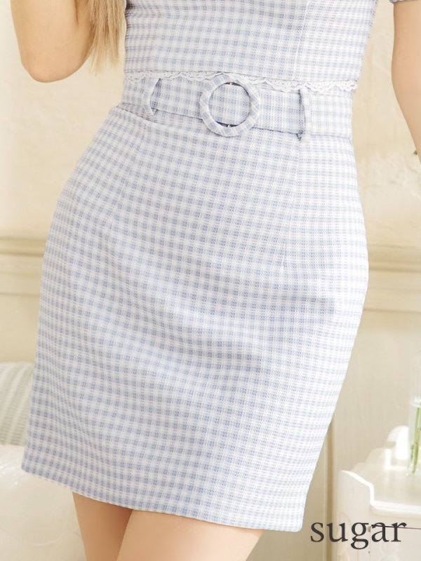 画像11: XSサイズあり【ROBE de FLEURS/ローブドフルール】ギンガムチェック/ レース/ ビジュー/ セットアップ/ 半袖/ 袖あり/ ミニドレス/ キャバドレス[OF08] (11)