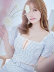 画像10: XSサイズあり【ROBE de FLEURS/ローブドフルール】ギンガムチェック/ レース/ ビジュー/ セットアップ/ 半袖/ 袖あり/ ミニドレス/ キャバドレス[OF2] (10)