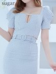 画像14: XSサイズあり【ROBE de FLEURS/ローブドフルール】ギンガムチェック/ レース/ ビジュー/ セットアップ/ 半袖/ 袖あり/ ミニドレス/ キャバドレス[OF2] (14)