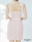 画像13: XSサイズあり【ROBE de FLEURS/ローブドフルール】ドットチュールリボン/ ツイード/ キャミソール/ バストジップ/ タイト/ ミニドレス/ キャバドレス[OF2] (13)