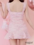 画像11: XSサイズあり【ROBE de FLEURS/ローブドフルール】サマーツイード/ フリル裾/ マーメイド/ フロントジップ/ ドットチュール/ ミニドレス/ キャバドレス[OF2] (11)